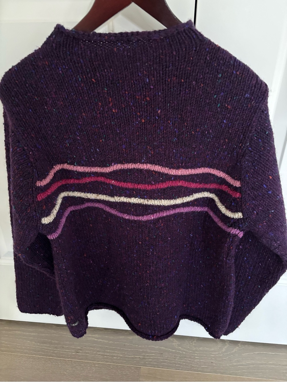 Women's Purple Wool Irish Speckled Stripe Sweater
